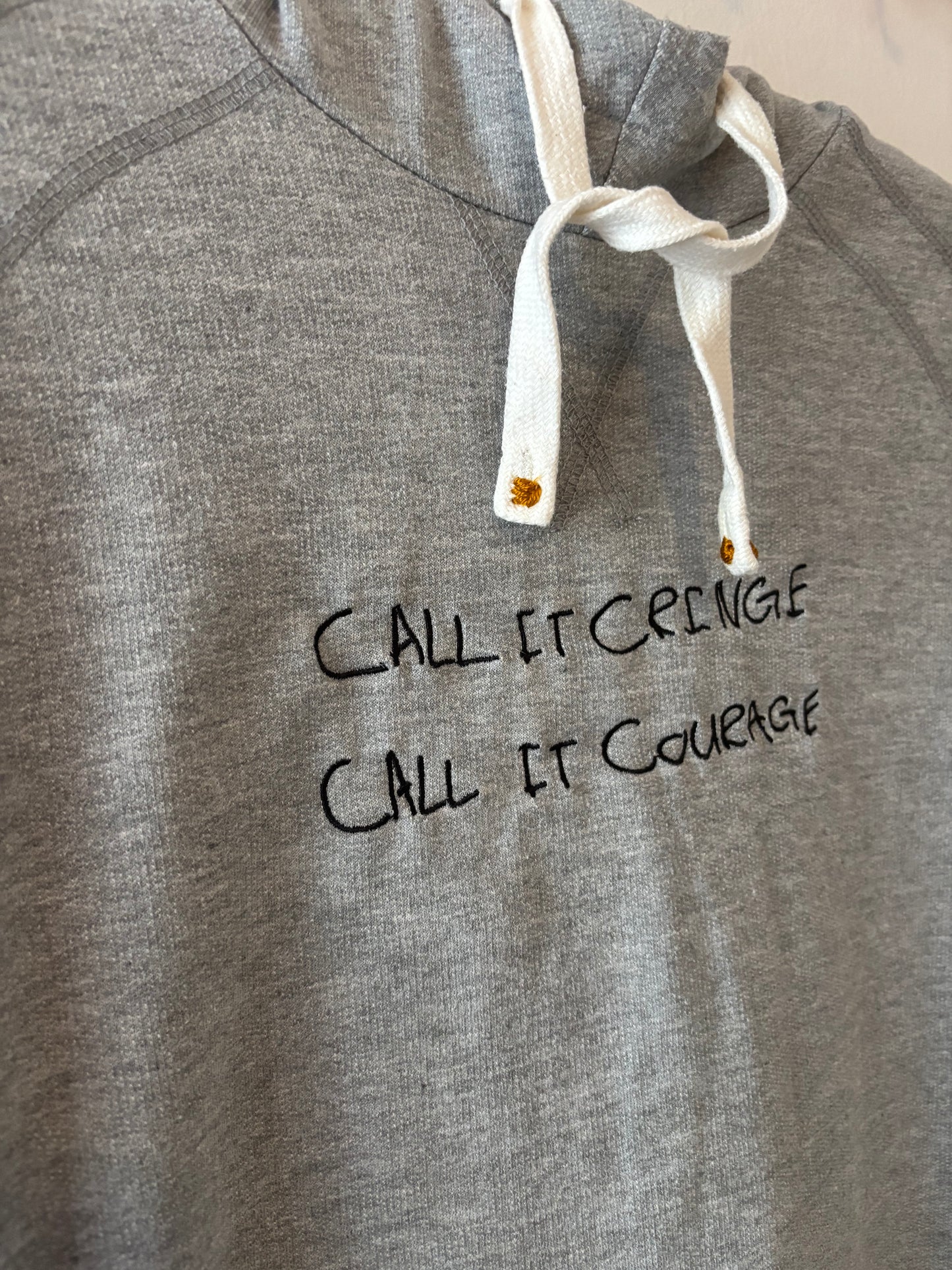 CALL IT CRINGE CALL IT COURAGE (grey melange hoodie)